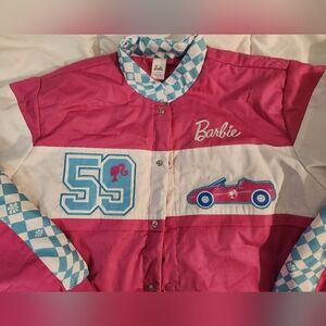 Barbie Pink and White Racing Jacket with Blue Accents